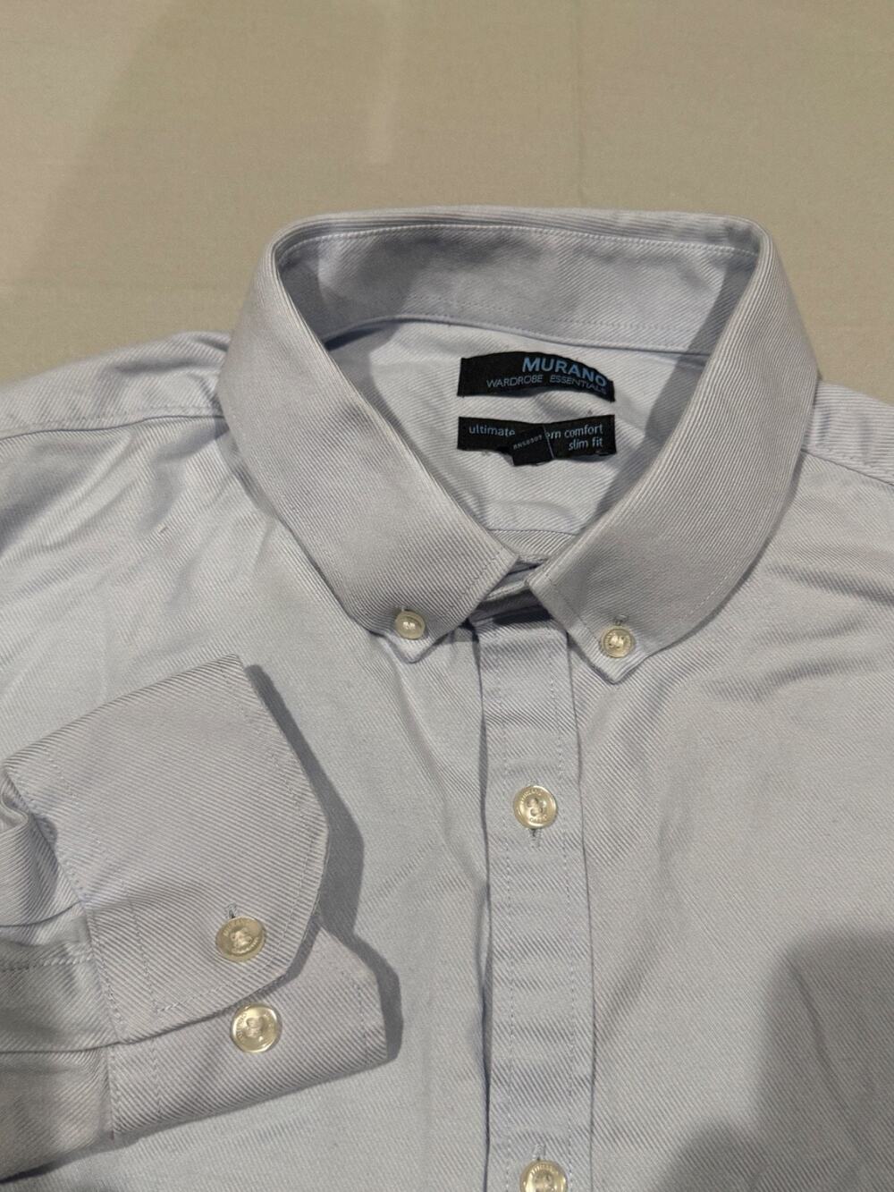 Murano Ultimate Modern Comfort Slim Fit Button Up Shirt Men’s XL Blue Long Sleev